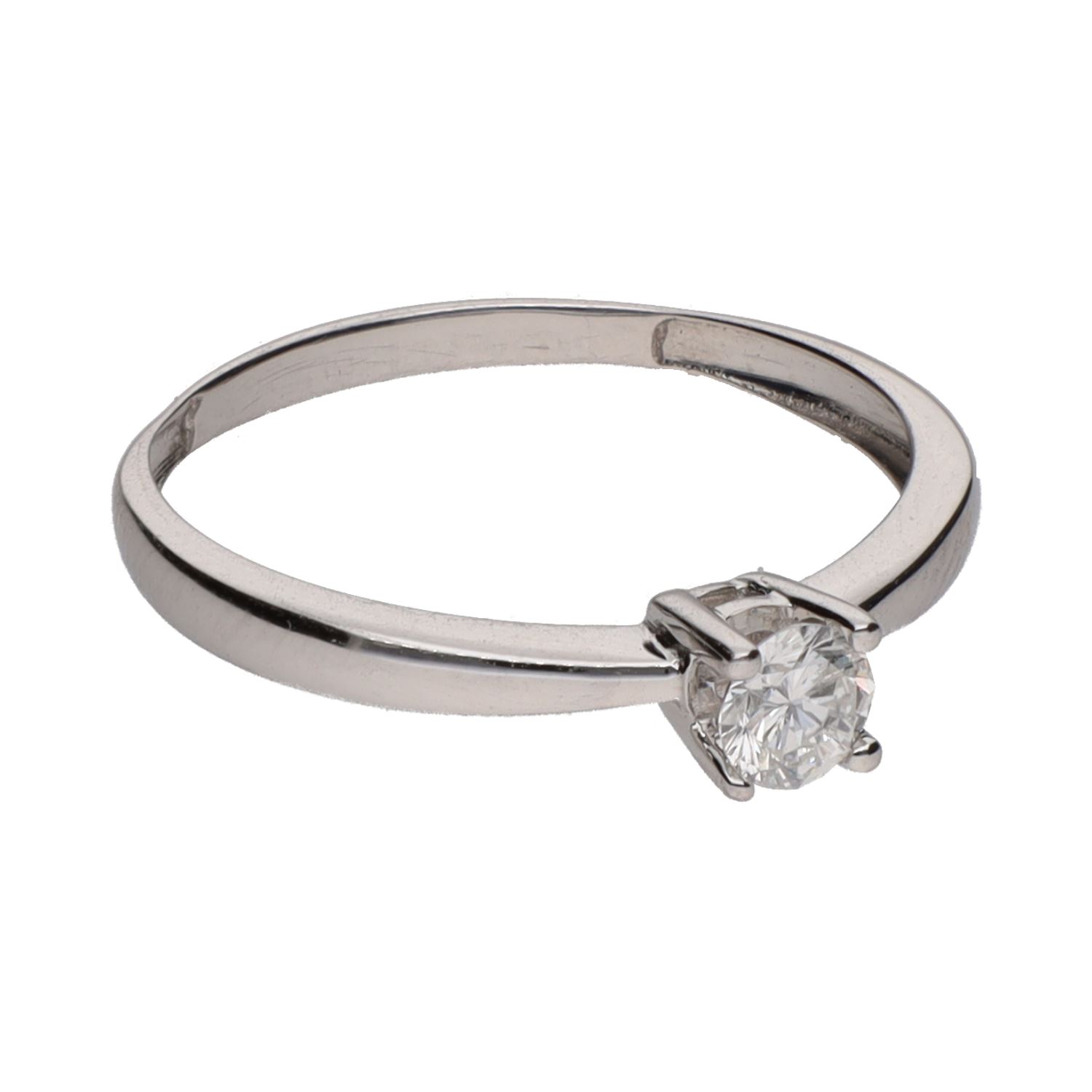 Solitario en oro blanco con un brillante 0,20ct . Talla 12.