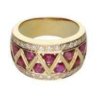 ANILLOS / SORTIJAS<BR>SORTIJA EN ORO AMARILLO CON RUBÍES Y B...