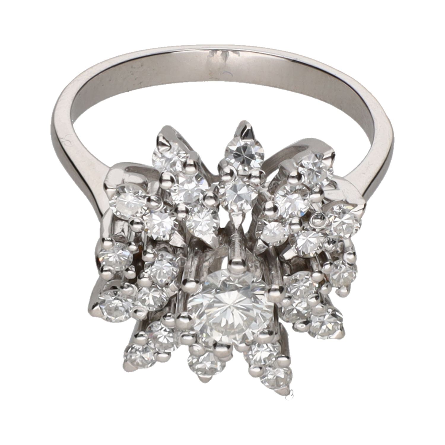 Sortija en oro blanco con brillantes. Talla 13.