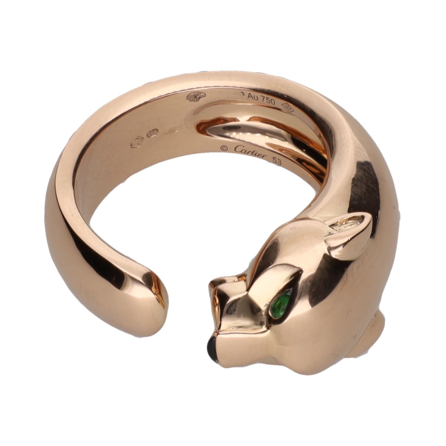 Sortija panthere de cartier en oro rosa. Talla 53.