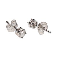 Pendientes dormilonas en oro blanco con brillantes.