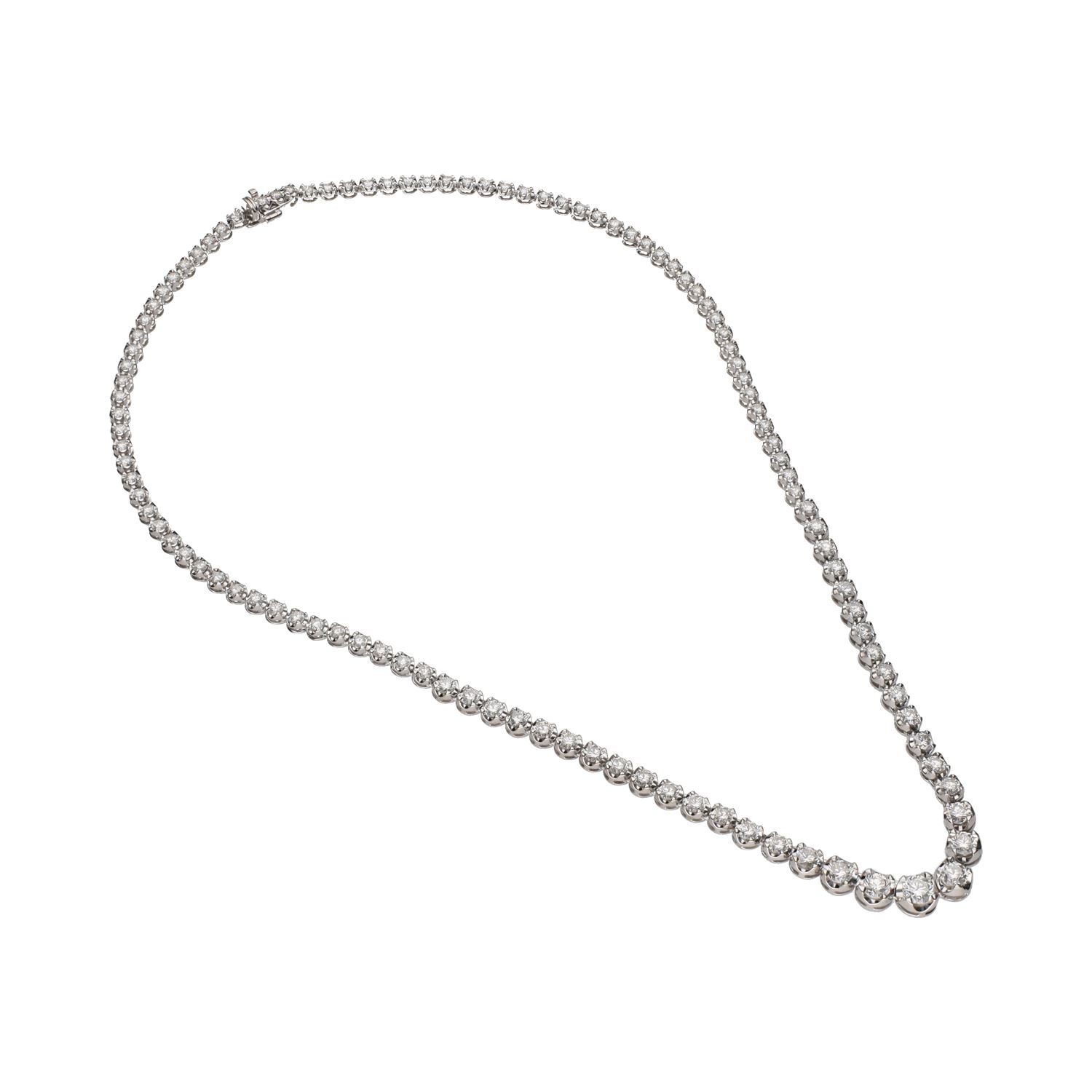 Collar riviere en oro blanco con brillantes.