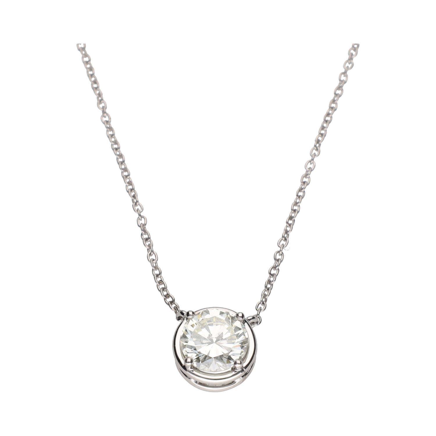 Collar en oro blanco con colgante brillante de 1,44ct.