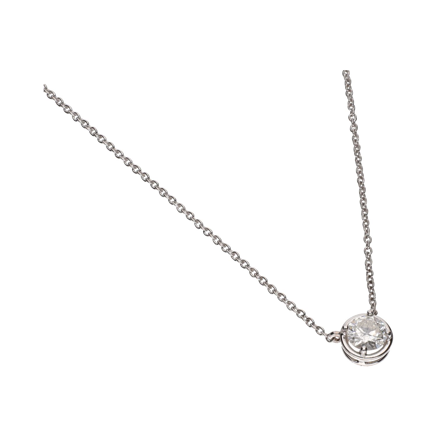 Collar en oro blanco con colgante brillante de 0,55 ct.