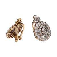 Pendientes vintage en oro amarillo y oro blanco con diamantes.