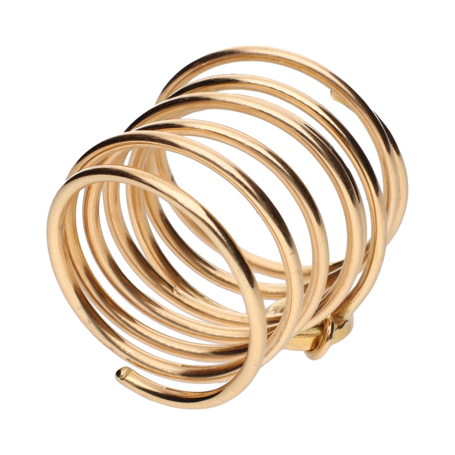 Sortija realizada en oro amarillo con forma de muelle.