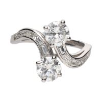 Sortija tu y yo en oro blanco con brillantes. Talla 17.