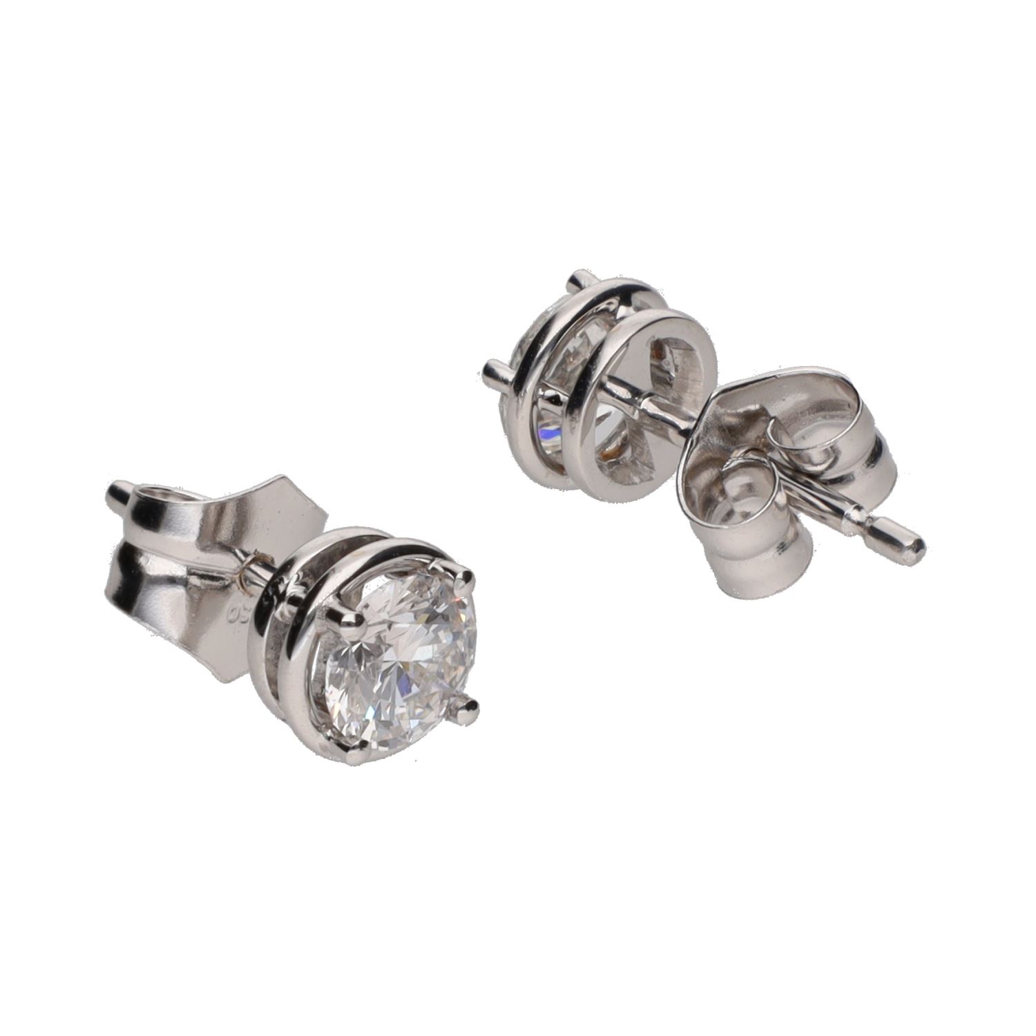 Pendientes dormilonas en oro blanco con brillantes.