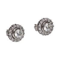 Pendientes dormilonas con orla desmontable en oro blanco con brillantes.