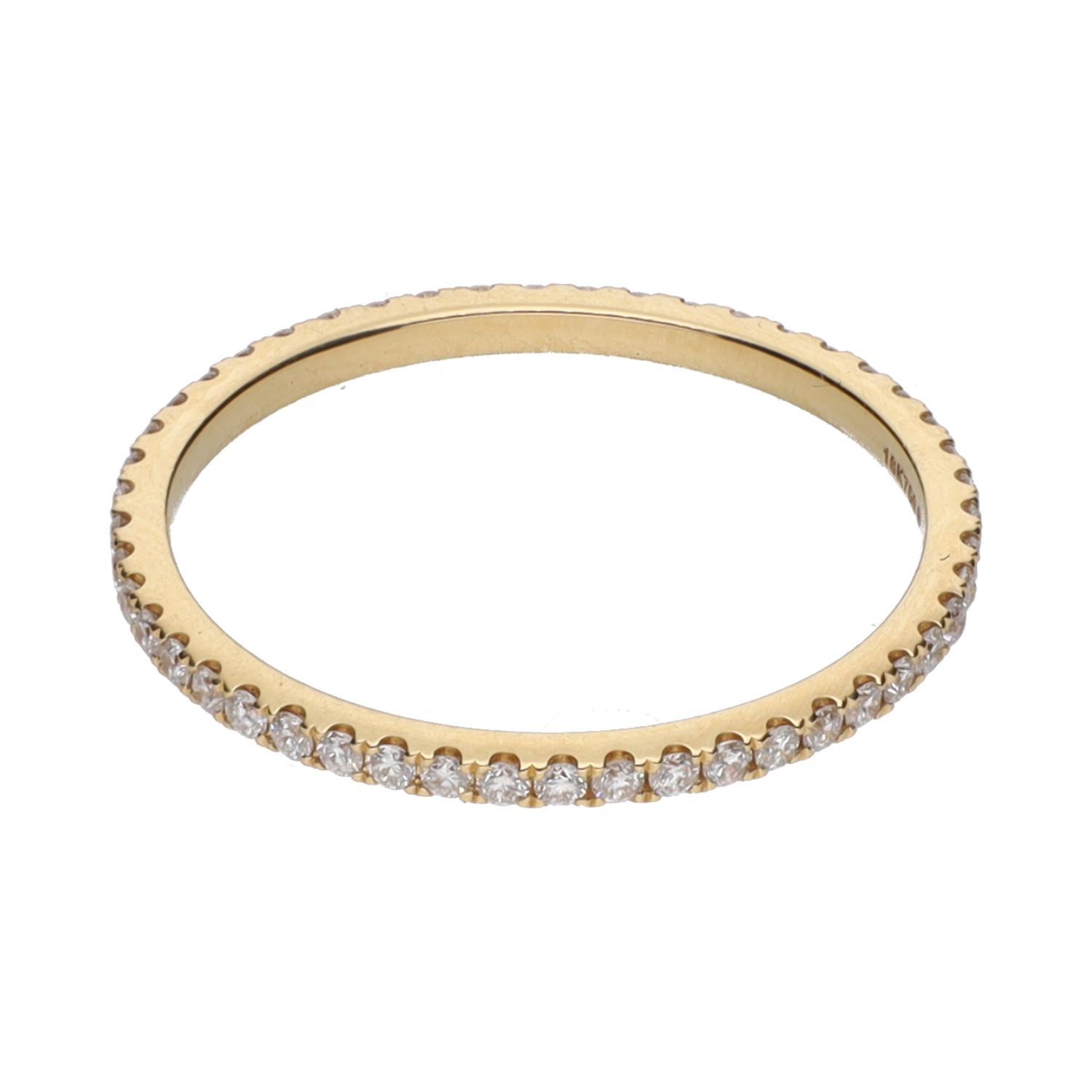 Sortija alianza eternity en oro amarillo con brillantes. Talla 13.