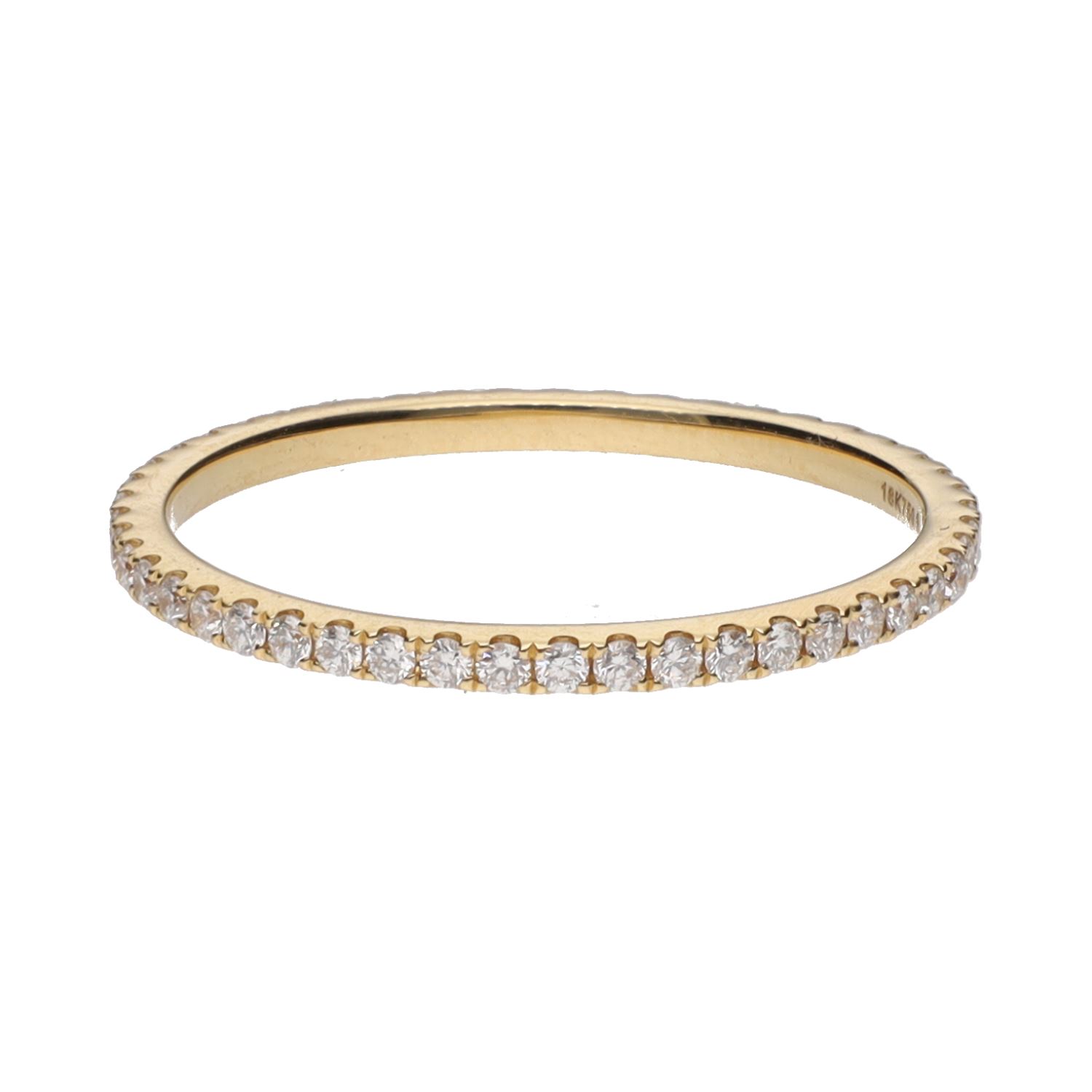 Sortija alianza eternity en oro amarillo con brillantes. Talla 13.