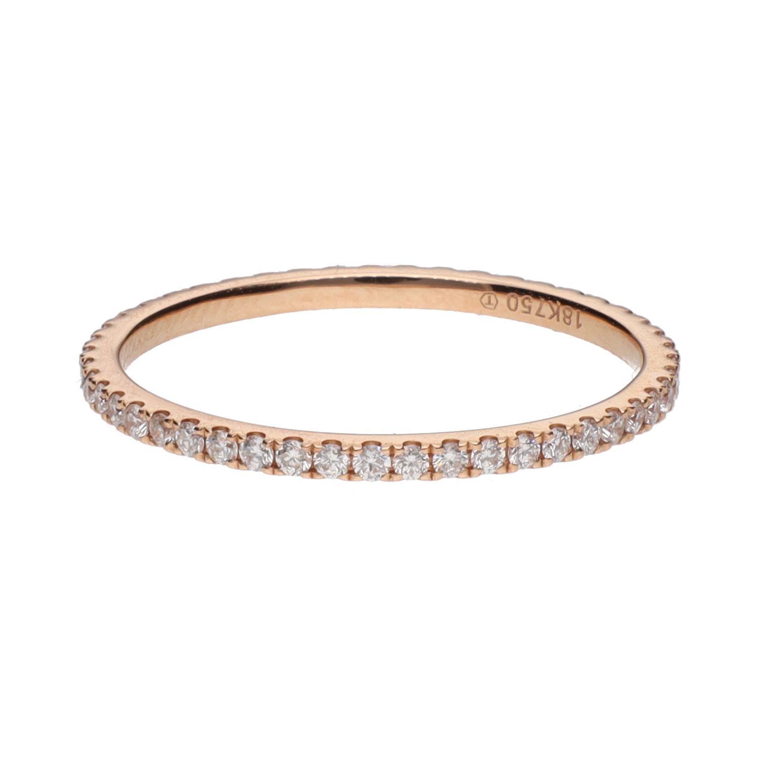 Sortija alianza eternity en oro rosa con brillantes. Talla 13.