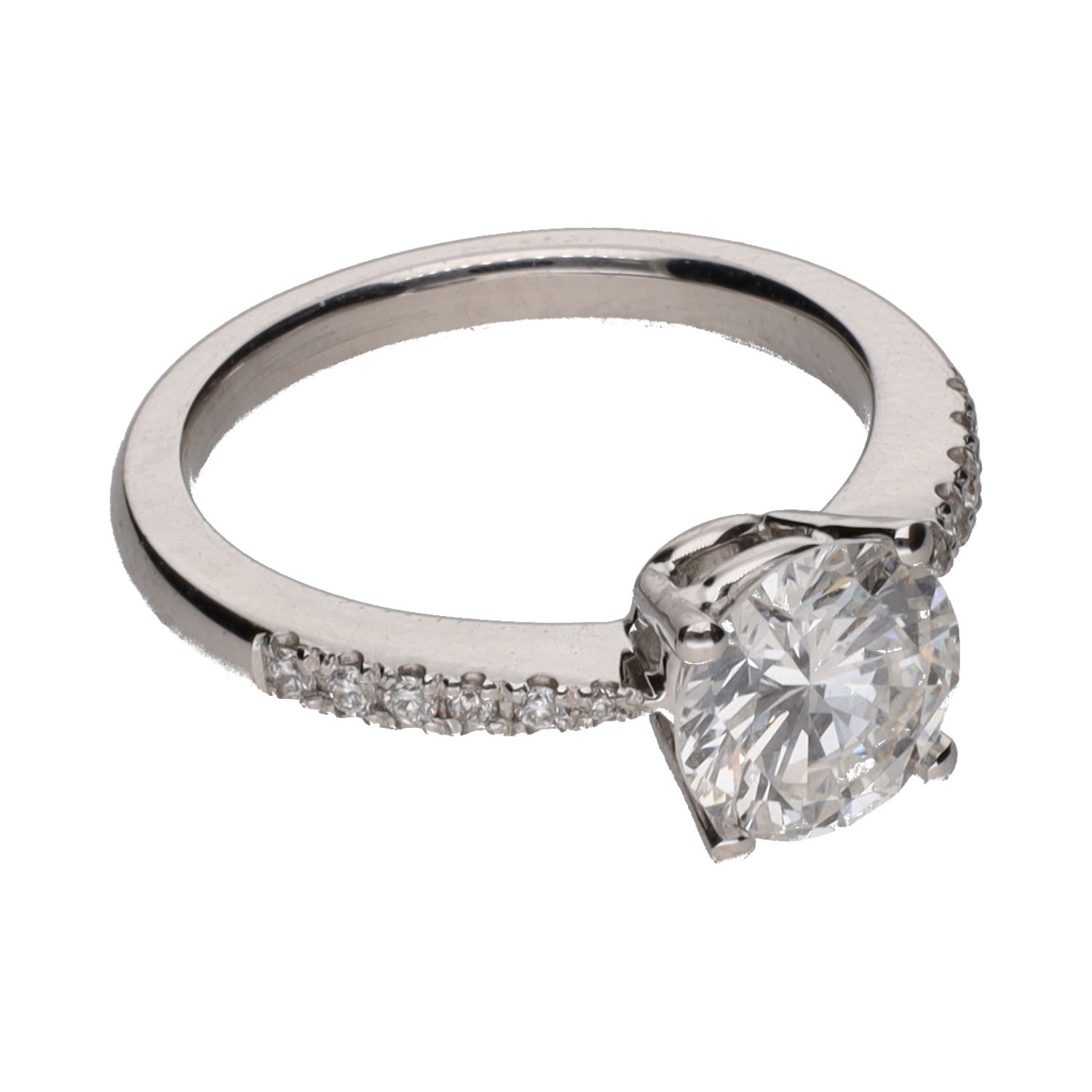 Solitario en oro blanco con brillante central 1,52ct . Talla 11.