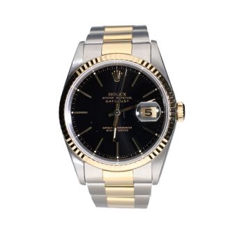 ROLEX<BR>DATEJUST ACERO Y ORO ESFERA NEGRA 36MM... · ref.: 16233