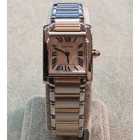 CARTIER<BR>TANK FRANCES SEÑORA ACERO Y ORO ESFERA...