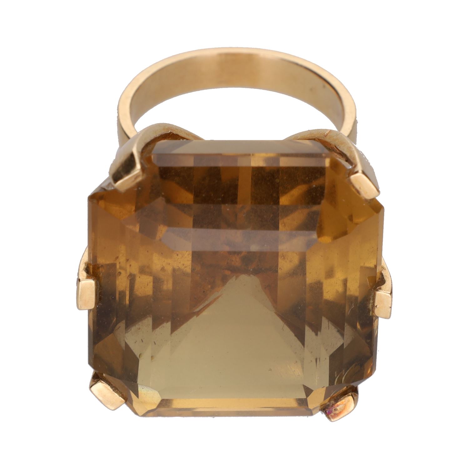 Sortija en oro amarillo con cuarzo. Talla 13.