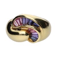ANILLOS / SORTIJAS<BR>SORTIJA EN ORO AMARILLO CON AMATISTAS....