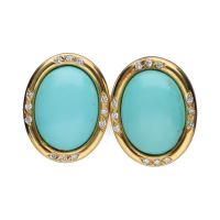 PENDIENTES<BR>PENDIENTES EN ORO AMARILLO CON TURQUES...