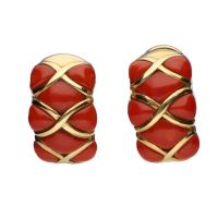 PENDIENTES<BR>PENDIENTES EN ORO AMARILLO Y CORAL.