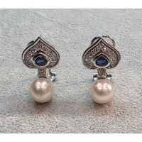 PENDIENTES<BR>PENDIENTES EN ORO BLANCO CON PERLAS, Z...