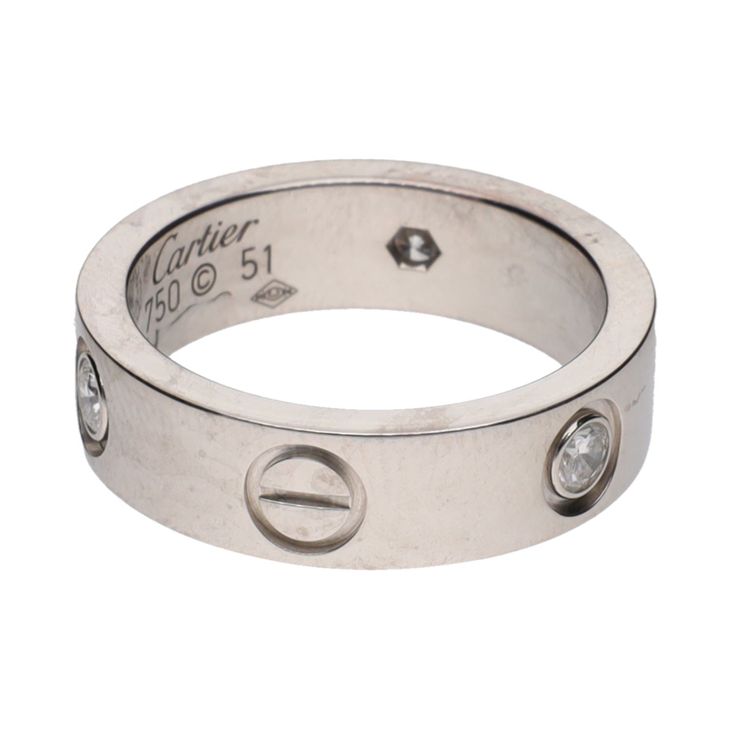 Sortija love de cartier en oro blanco con brillantes. Talla 51.