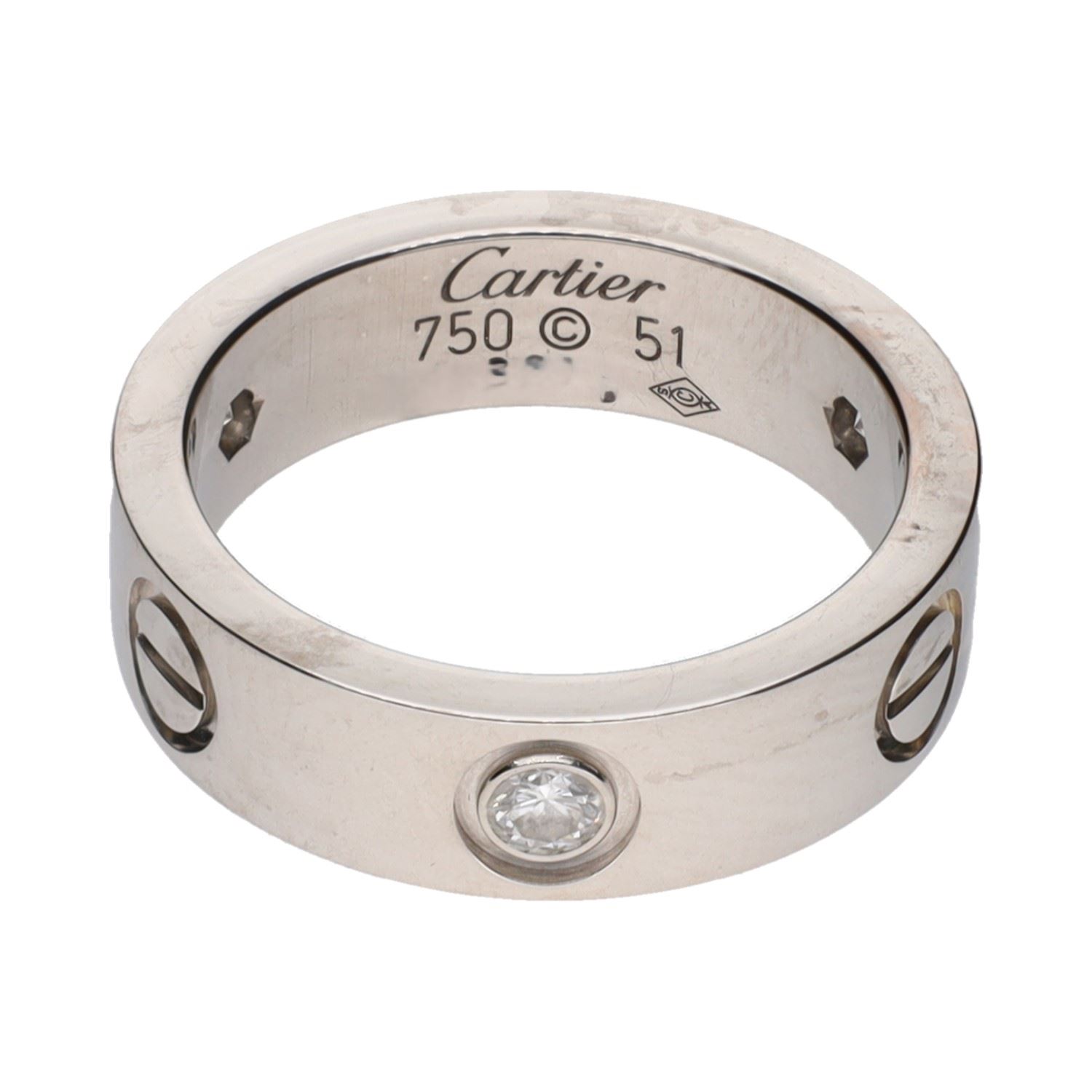 Sortija love de cartier en oro blanco con brillantes. Talla 51.