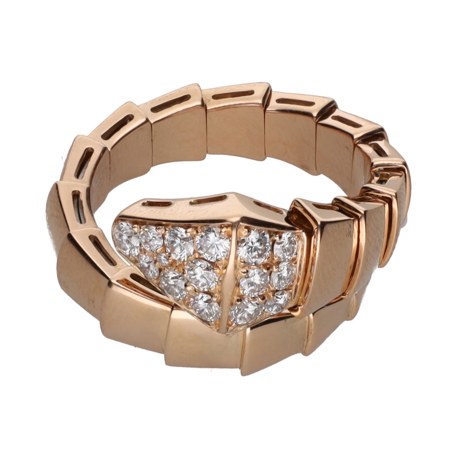Sortija serpenti de bulgari en oro rosa con brillantes.