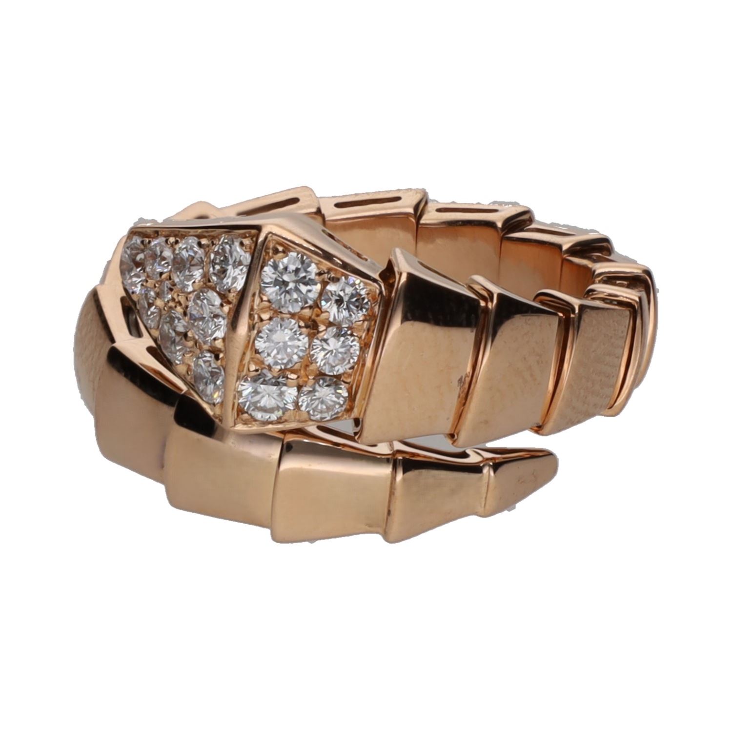 Sortija serpenti de bulgari en oro rosa con brillantes.