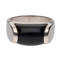 Sortija bulgari tronchetto en oro blanco y onix. Talla 55.