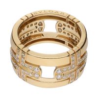 Sortija parentesis de bulgari en oro amarillo con brillantes. Talla 55.