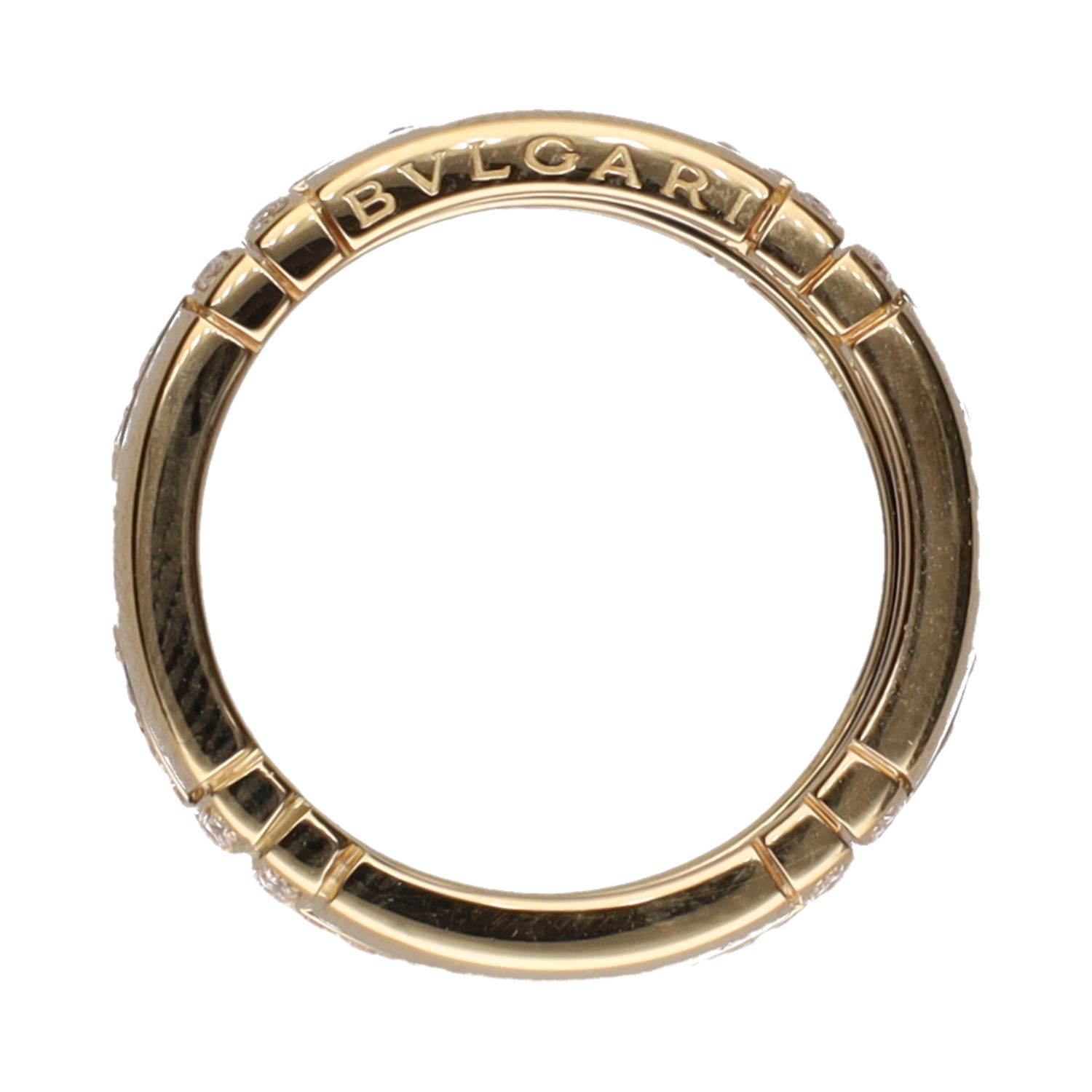 Sortija parentesis de bulgari en oro amarillo con brillantes. Talla 55.