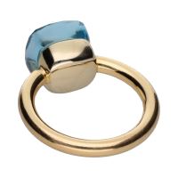 Sortija pomellato en oro amarillo con topacio azul. Talla 11.