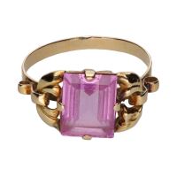 ANILLOS / SORTIJAS<BR>SORTIJA ANTIGUA EN ORO AMARILLO CON CU...