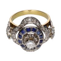 ANILLOS / SORTIJAS<BR>SORTIJA EN ORO AMARILLO CON ZAFIROS Y ...