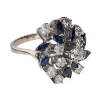 ANILLOS / SORTIJAS<BR>SORTIJA EN ORO AMARILLO CON ZAFIROS Y ...