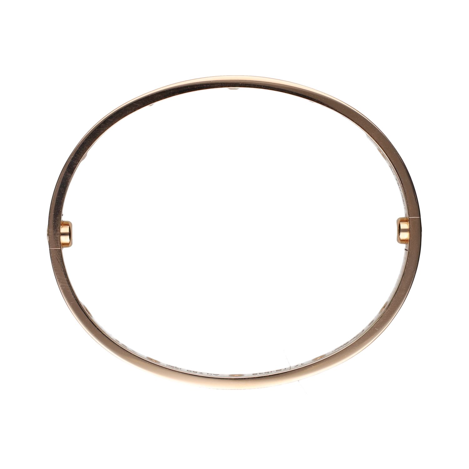 Pulsera love de cartier en oro rosa con brillantes. Talla 17