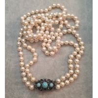 COLLARES<BR>COLLAR DE PERLAS CON CIERRE EN PLATA C...